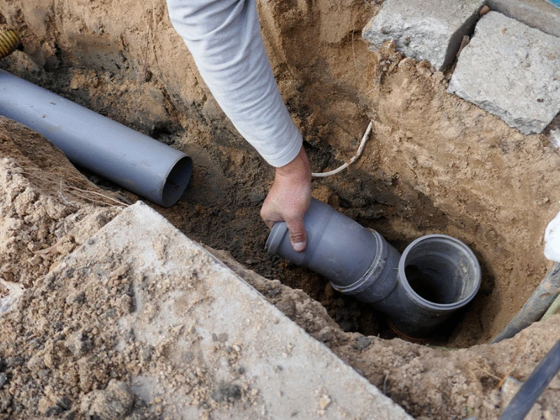 Drain line repair being performed in Wildomar, CA