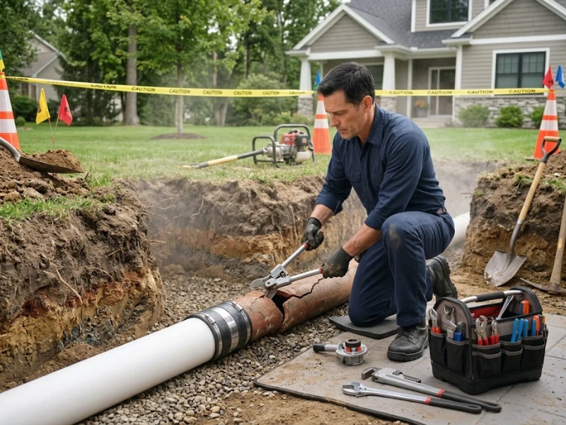 Sewer line repair excavation and pipe work in Wildomar, CA